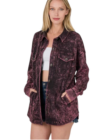 Plus Size Mineral Washed Shacket