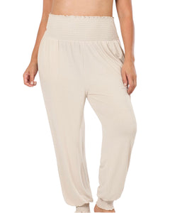 Plus size High waisted smocked lounge jogger pants