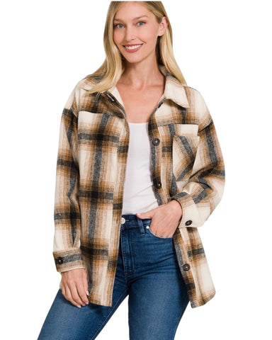 Oversized yarn dyed plaid Shacket