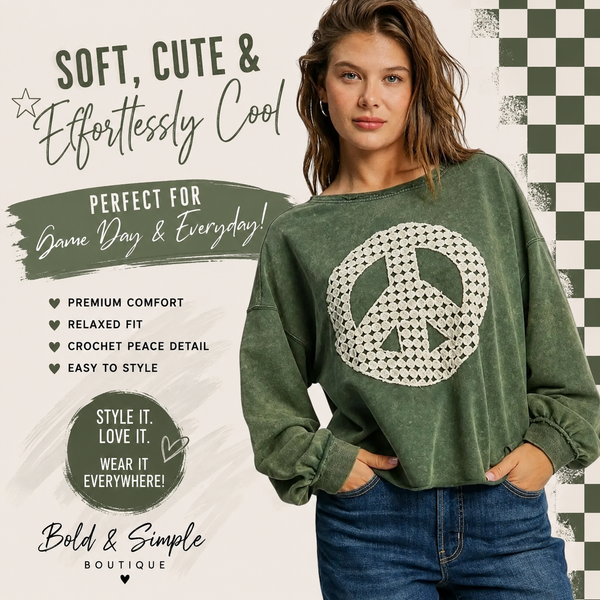 Hunter Green Peace Pullover