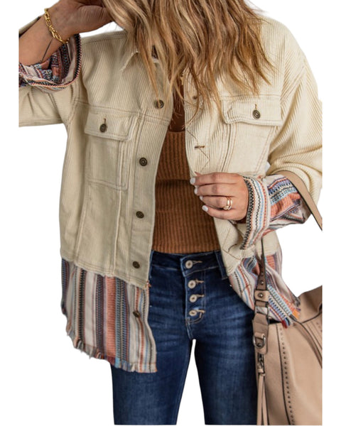 Color block cord  Shacket