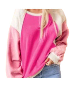 Color block long sleeve pullover