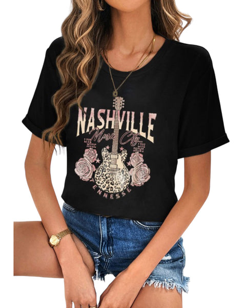 Graphic Tee Nashville Guitar