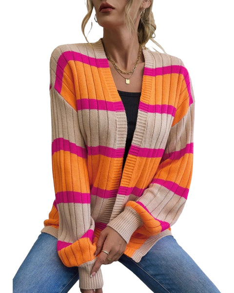 Striped  color block cardigan