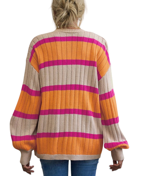 Striped  color block cardigan