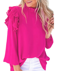 Ruffled back keyhole  blouse