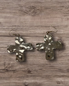 Chunky Gold Cross earrings