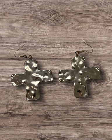 Chunky Gold Cross earrings