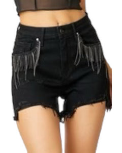 High Rise Rhinestone Shorts