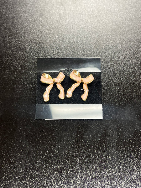 Pink bow earrings