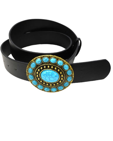 Western oval turquoise fashion belt