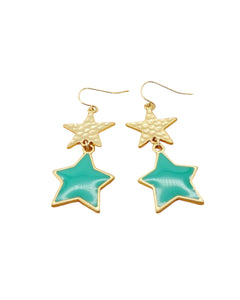 Worn Gold Epoxy double star  Earrings