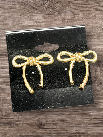 Gold bow earrings