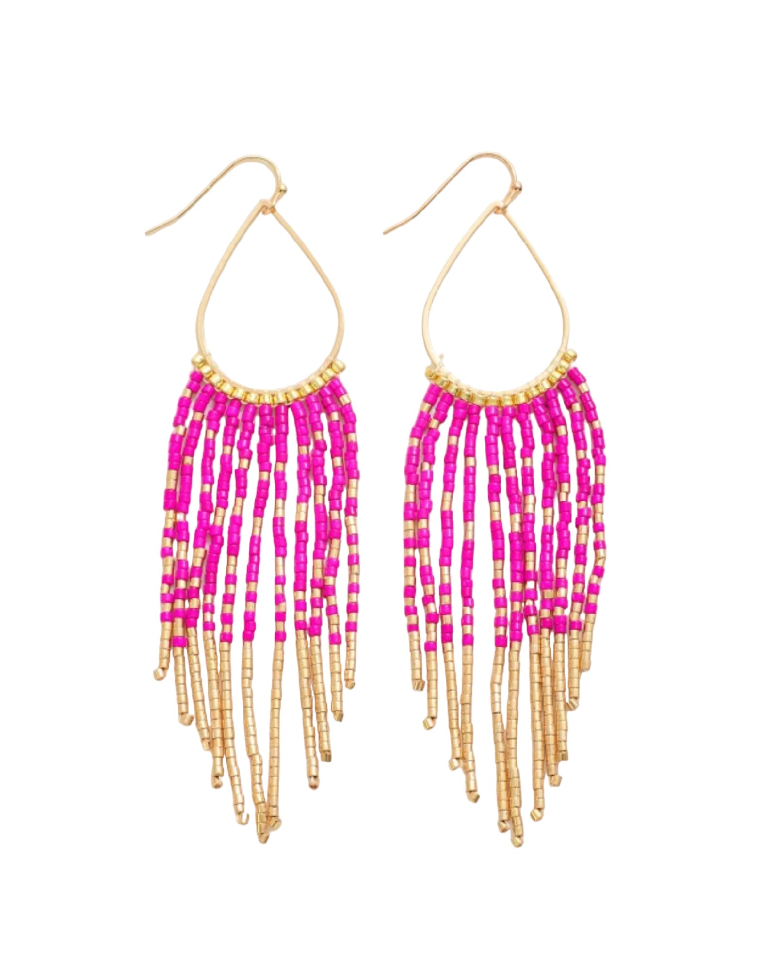 Seed beaded tassel teardrop Earrings