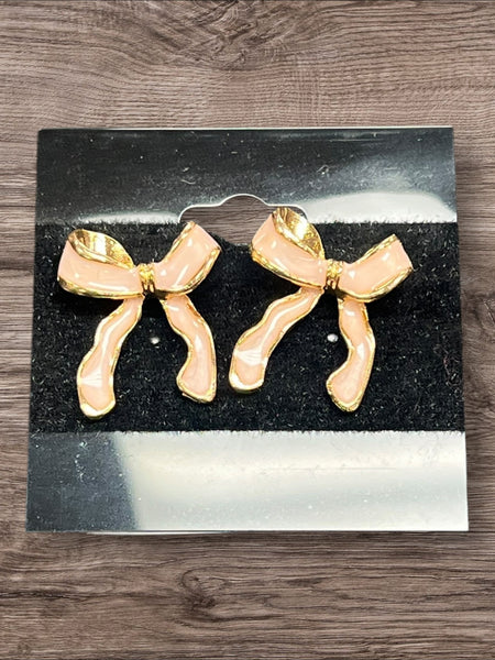 Pink bow earrings