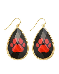 Crystal Game Day pawprint Earrings