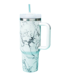 THE TRAVELER WHITE MARBLE STAINLESS STEEL TUMBLER