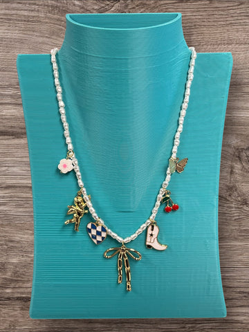 Pearl charm necklace