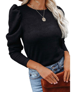 Ribbed puff long sleeve top