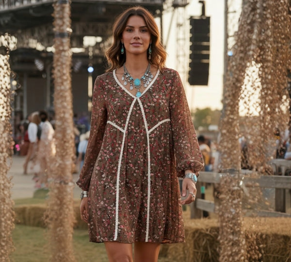 Floral Boho Western Dress