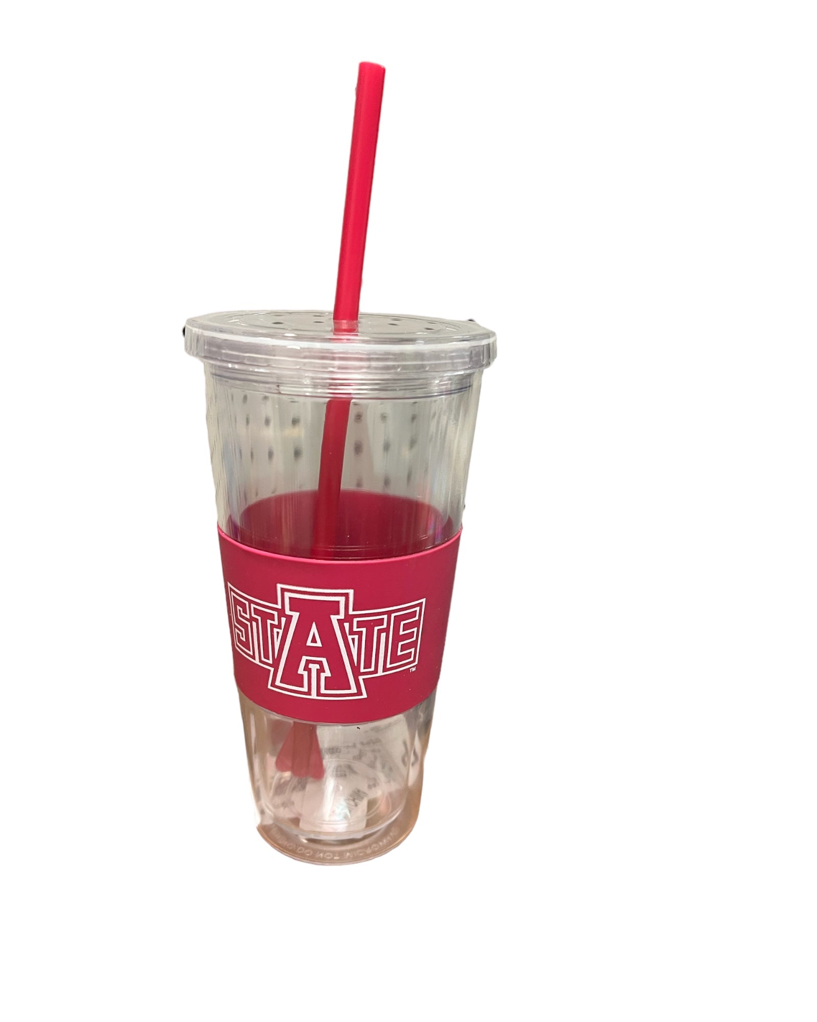 A State Plastic tumbler with straw ASU Red Wolves