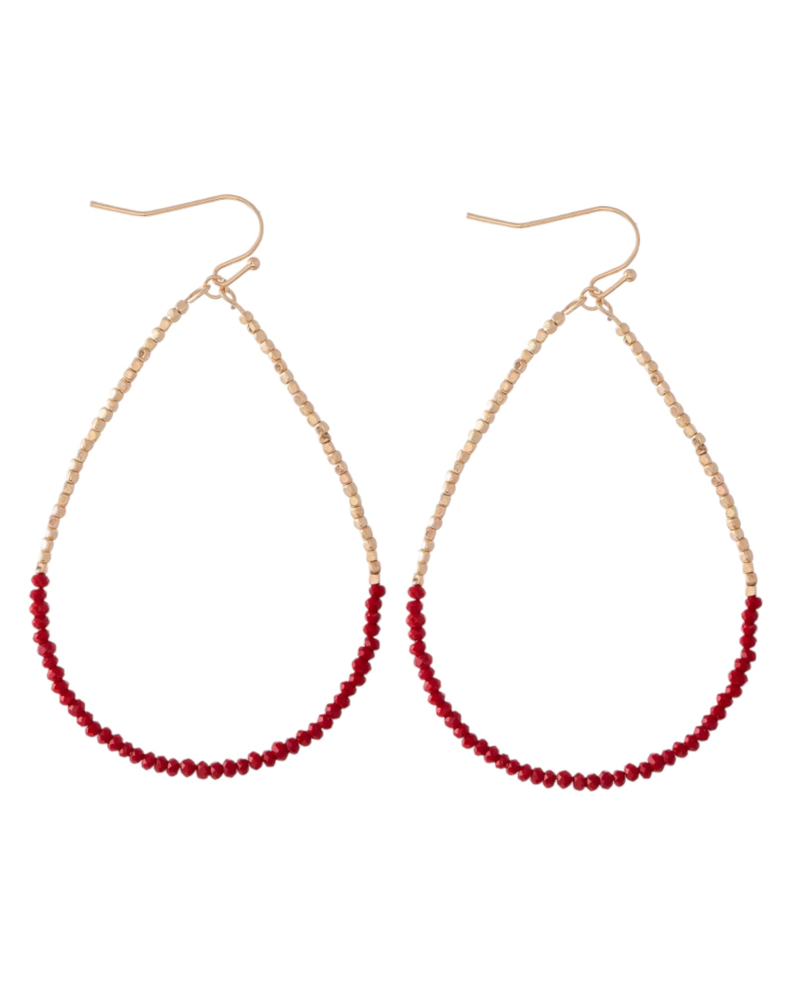 Beaded gold and red Drop Earrings