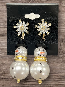 Snowman Pearl earrings