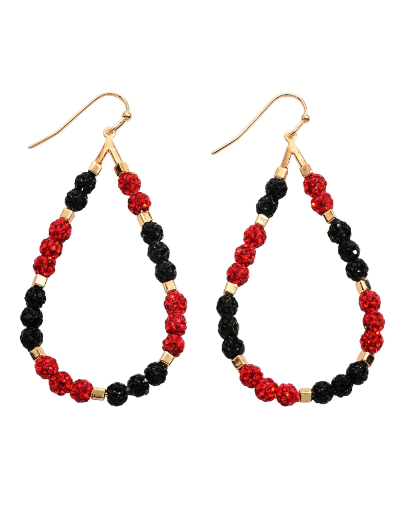 Red  and black encrusted beaded Drop Earrings