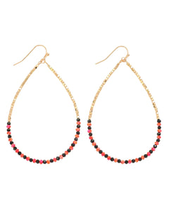 Beaded gold, black and red Drop Earrings