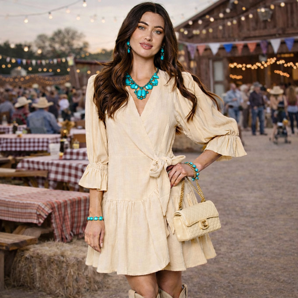 Drop Waist Wrap Dress