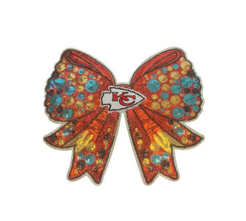 Large KC sequin bow Iron on patch