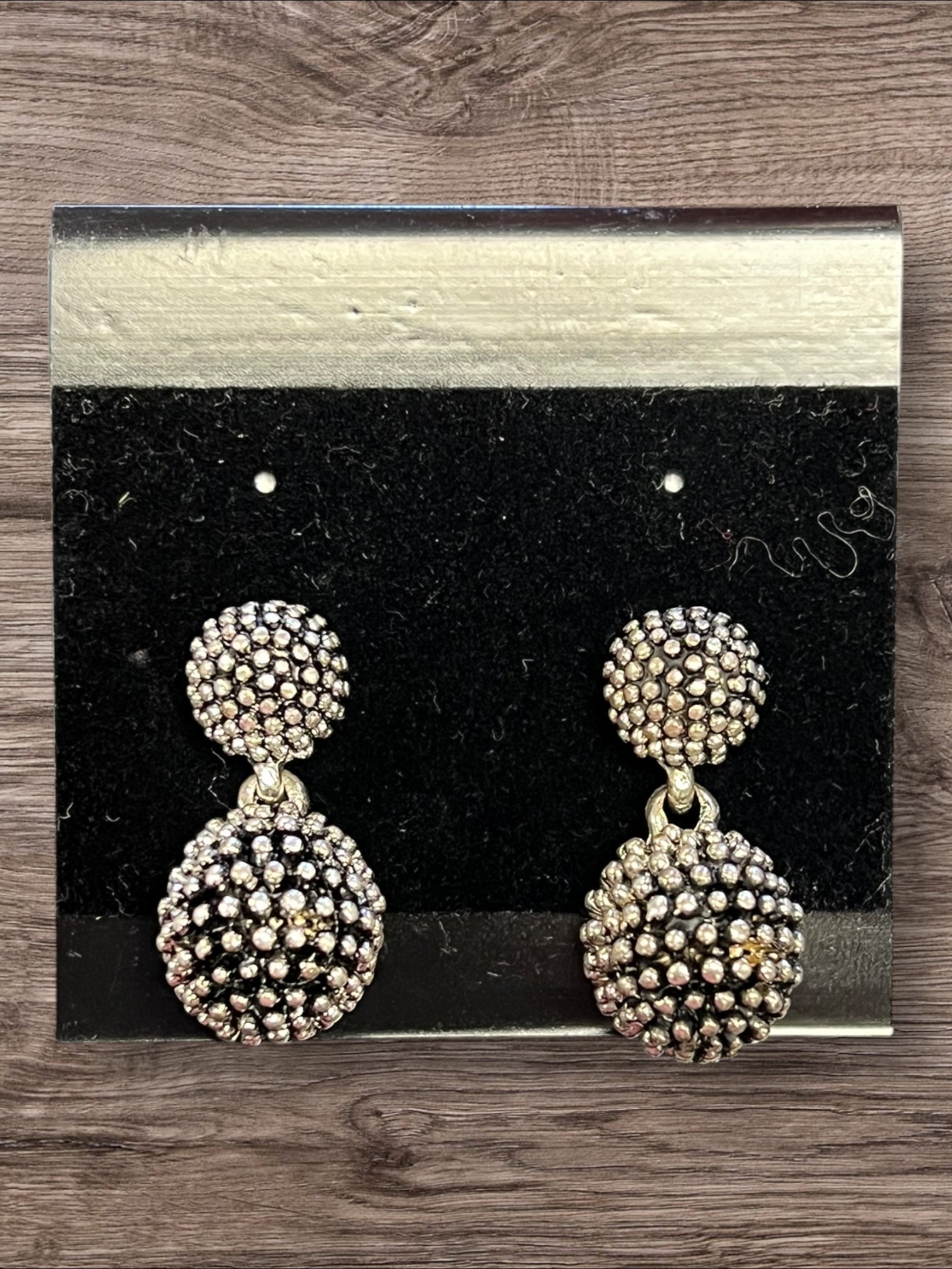 Silver beaded ball earrings