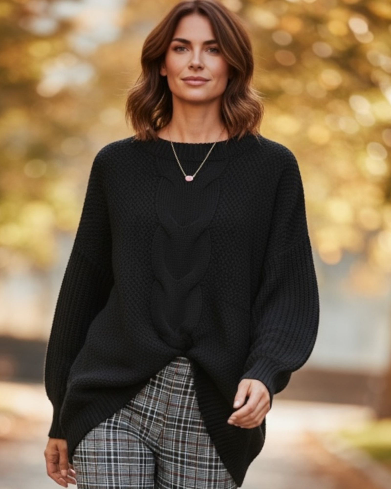 Cable knit design sweater