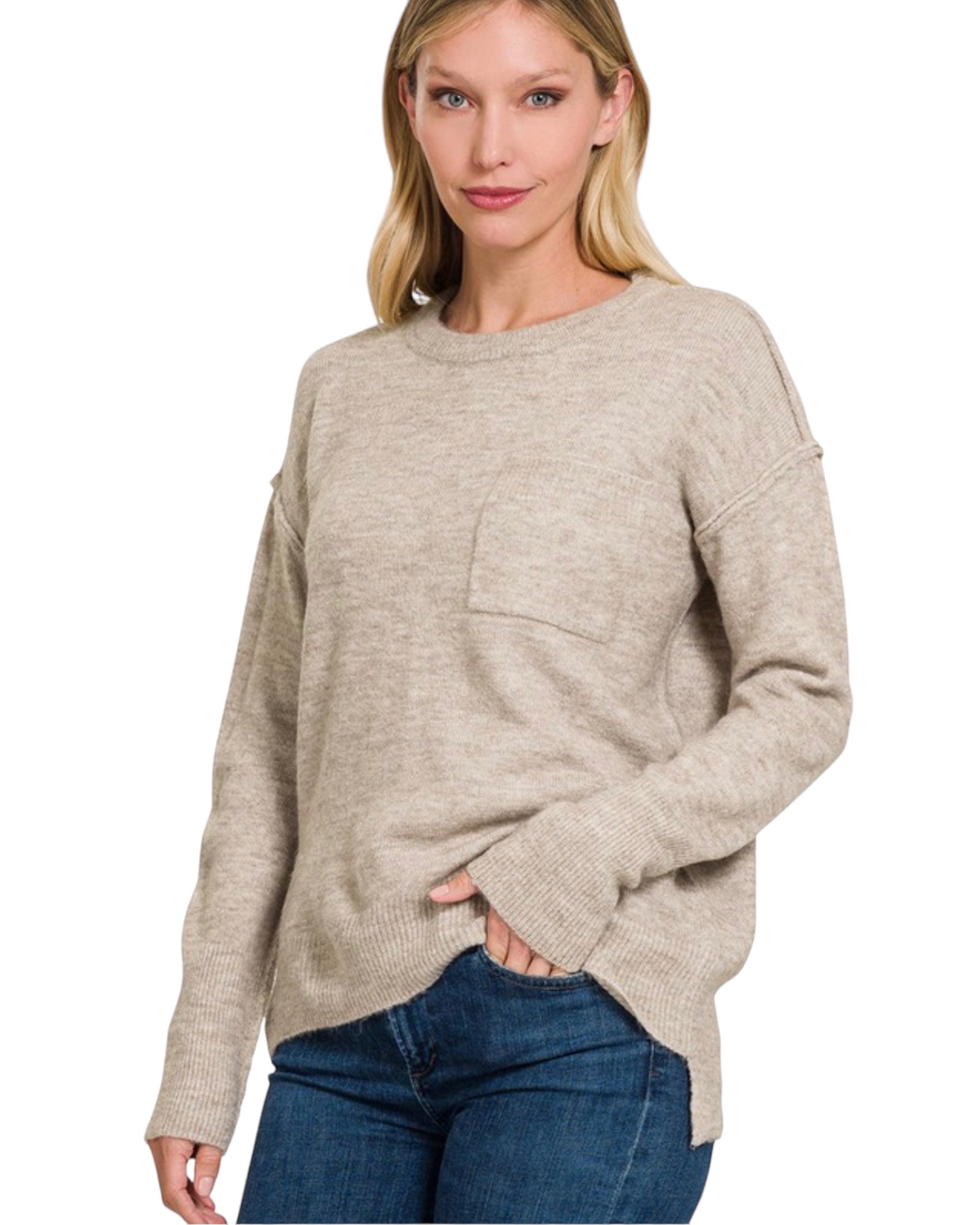 Melange hi low hem Sweater