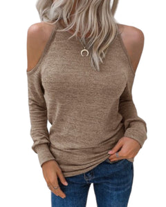 HEATHER COLD SHOULDER KNIT TOP