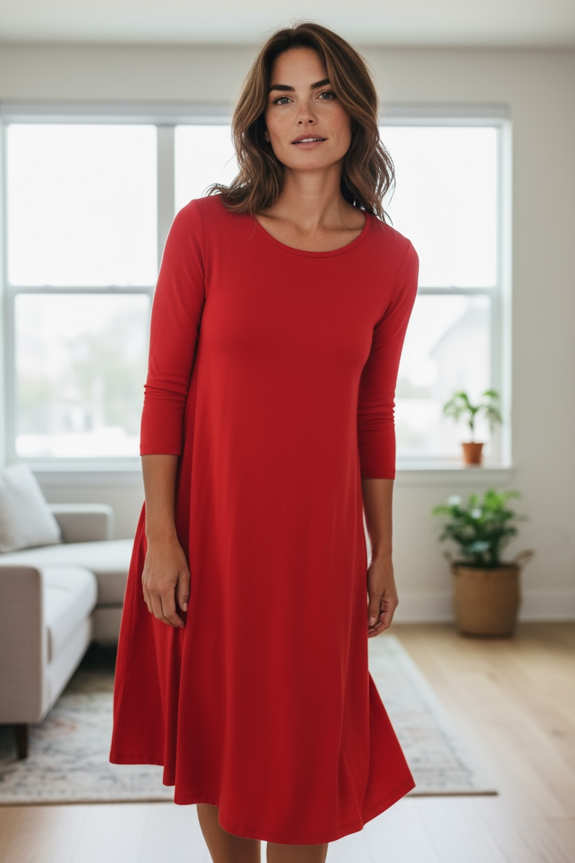 3/4 sleeve with pockets flowy dress