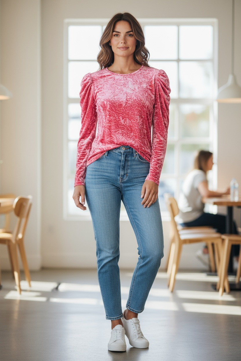 Velvet  round neck top