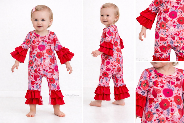 All the Love Floral Ruffle Baby Romper