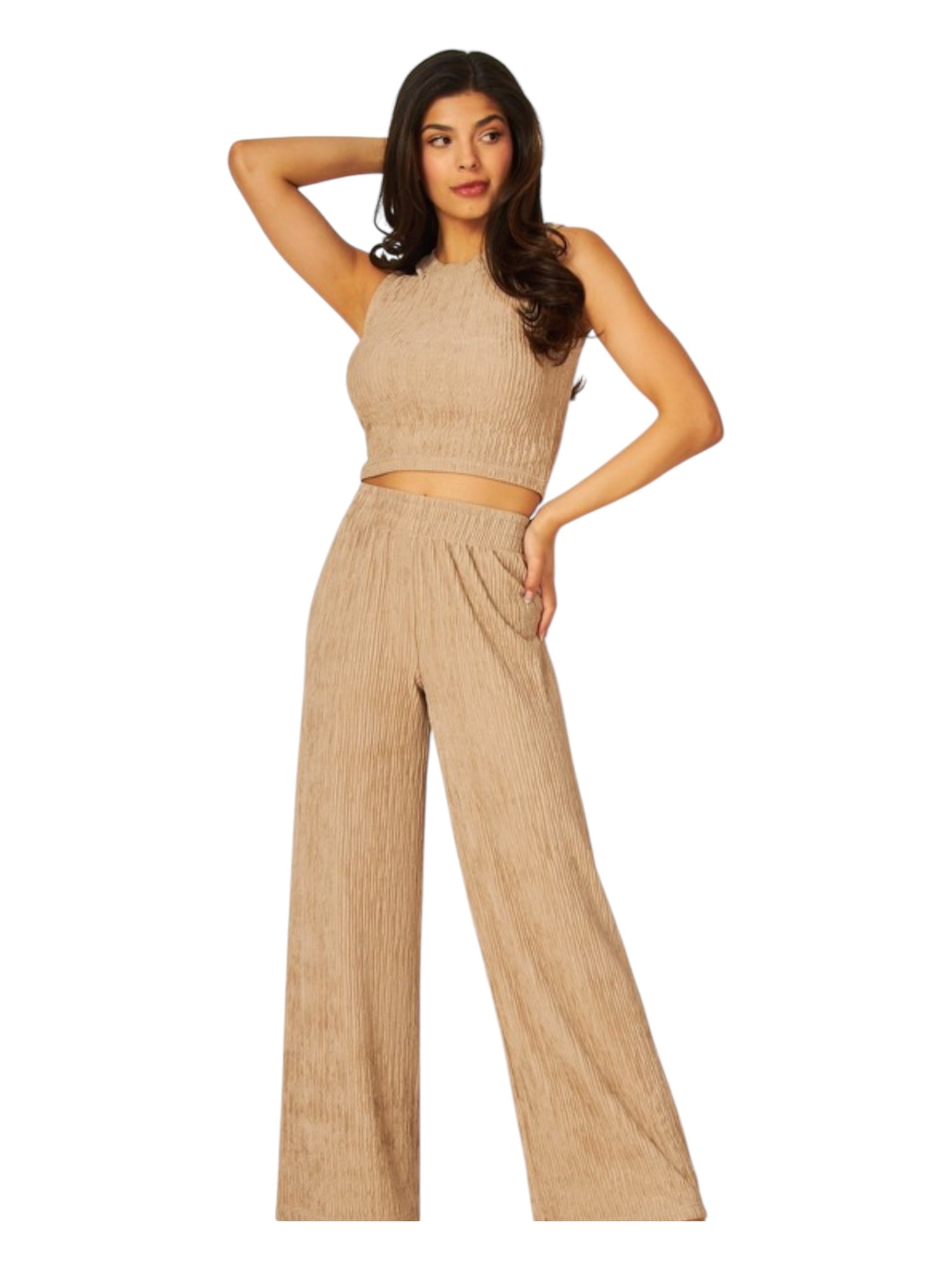 Oh My My Crinkle texture Crop Top 2pc set