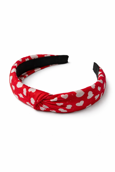 Red with white hearts Head Band