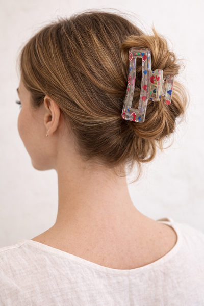 Clear Heart Resin Hair Claw Clip