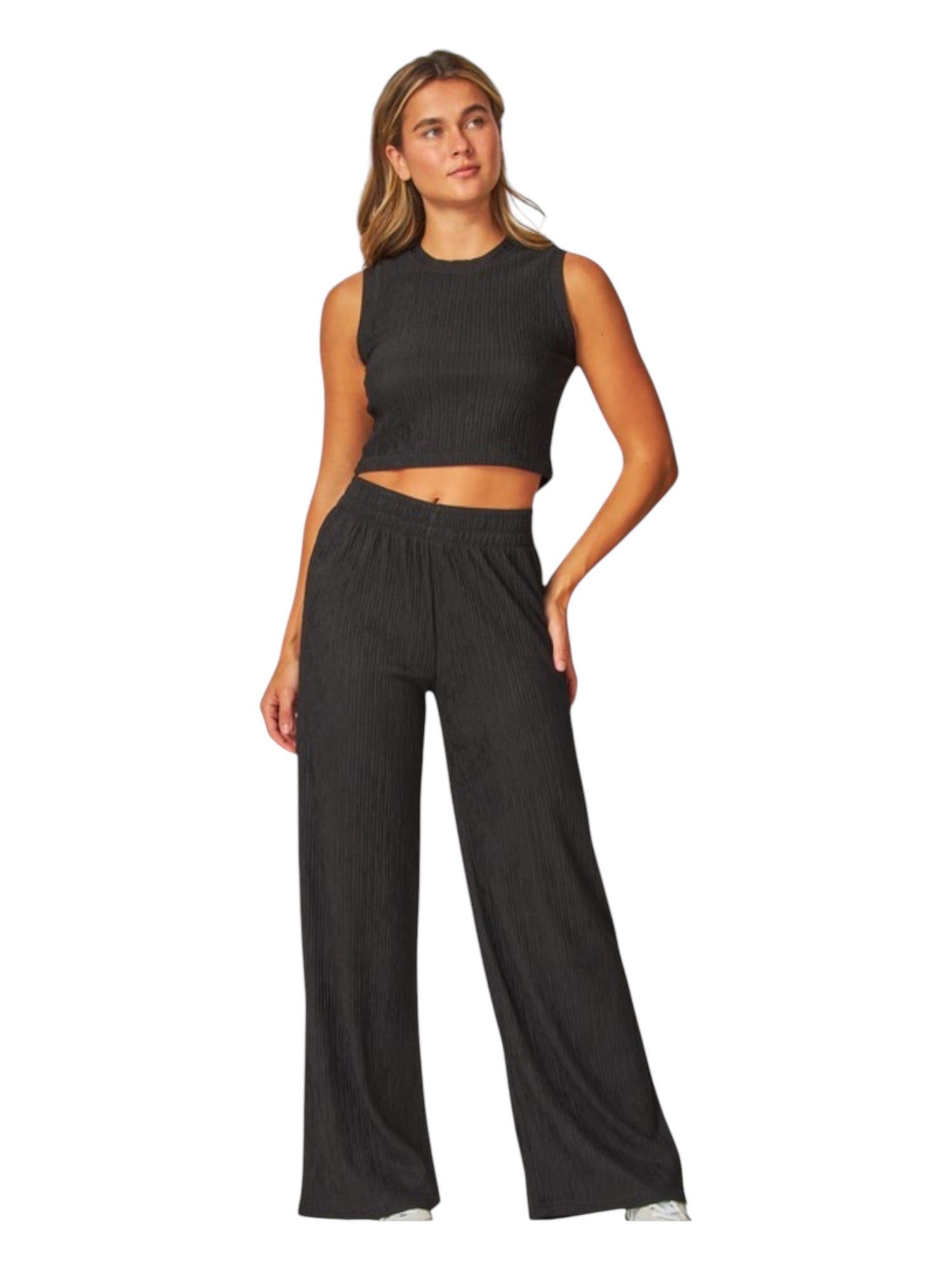 Textured Cropped 2pc set / pants