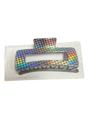 Hair claw  holographic black and silver