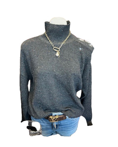 High neck cold shoulder sweater