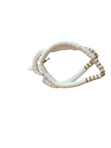 Gold and white hacci bracelet set