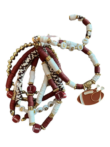 Dark red / Burgundy hacci bracelet set