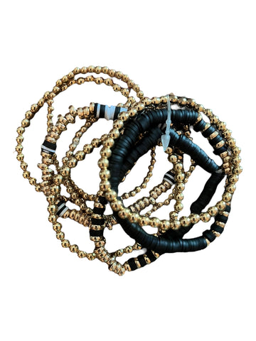Gold and black hacci bracelet set