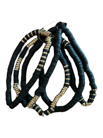Gold and black hacci bracelet set