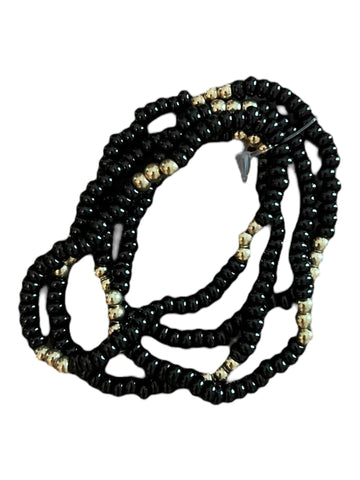 Seed bead black and gold bracelet set