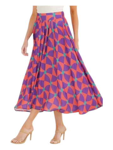 Geo Print Pleated Skirt